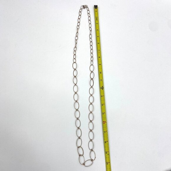 ALFANI Distressed Silver Tone Oval Chain Long Necklace Costume Jewelry - Picture 4 of 4